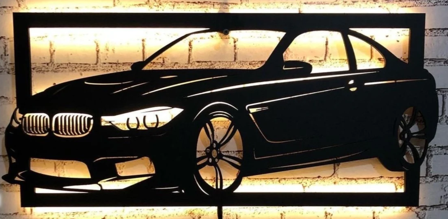 Elite Car Metal Wall Art – Luxury Sports Sedan Silhouette Garage & Man Cave Decor