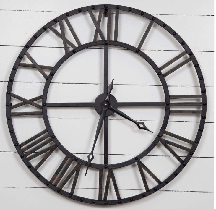 Grand Roman Vintage Metal Wall Clock – Rustic Industrial Statement Decor