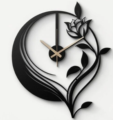 Blooming Vine Metal Wall Clock – Elegant Floral Luxury Wall Decor