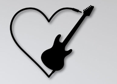 Guitar Heart Metal Wall Art – Romantic Music-Inspired Wall Decor