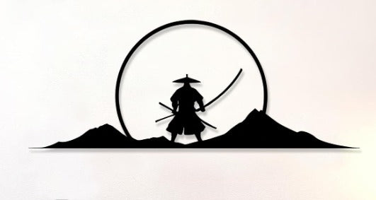Legendary Samurai Metal Wall Art – Japanese Warrior & Mountain Statement Decor
