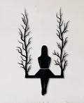 Elegant Woman Swing Metal Wall Art – Modern Tree Silhouette Home Decor