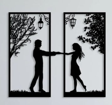 Forever Together Metal Wall Art – Romantic Couple Silhouette Home Decor