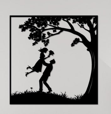 Forever Love Tree Metal Wall Art – Romantic Couple & Nature Statement Decor