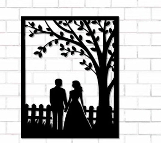 Forever Together Metal Wall Art – Romantic Wedding Couple Silhouette Decor